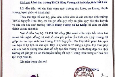 TÌNH CẢM CỦA TẬP THỂ CÁN BỘ, GIÁO VIÊN, NHÂN VIÊN, PHỤ HUYNH VÀ HỌC SINH TRƯỜNG THCS HÙNG VƯƠNG ĐÃ ĐẾN TAY HỌC SINH VÙNG LŨ